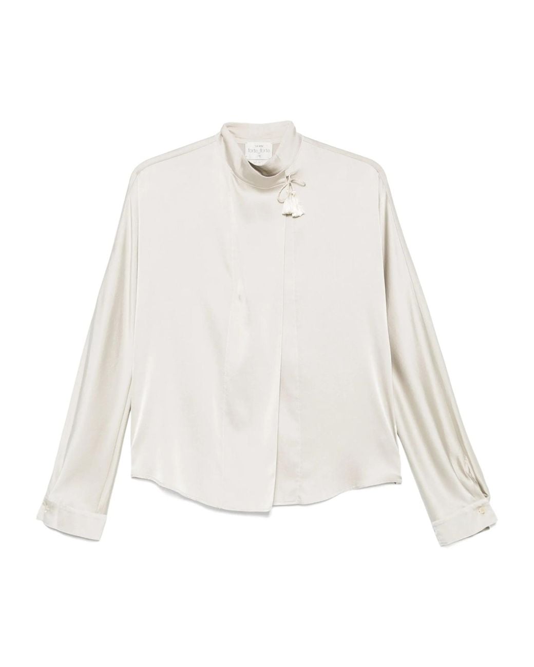 Forte_forte White Kimono Tassel Silk Satin Blouse