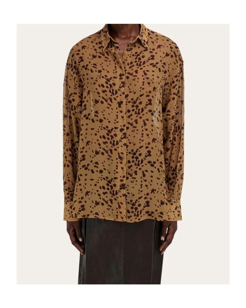 Ferragamo Brown Georgette Shirt With Orchid Print