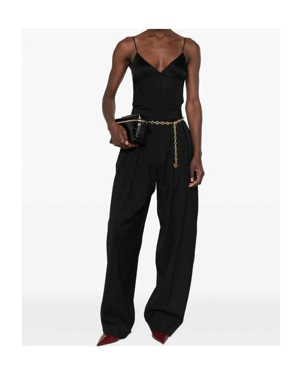 Saint Laurent Black V-Neck Sleeveless Top