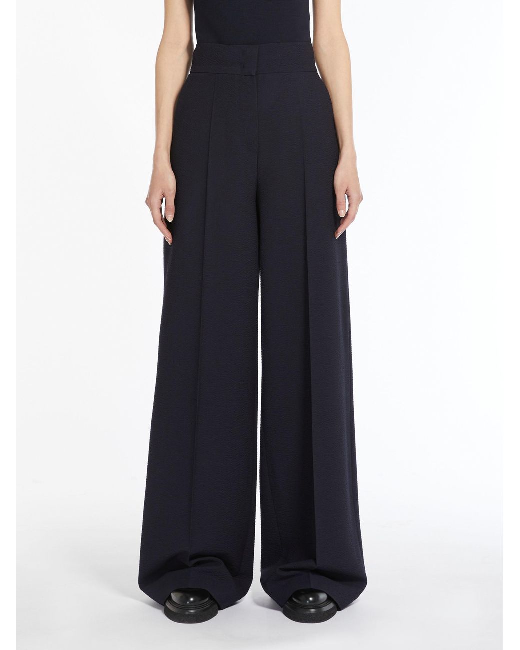 Max Mara Blue High Waisted Straight Leg Trousers