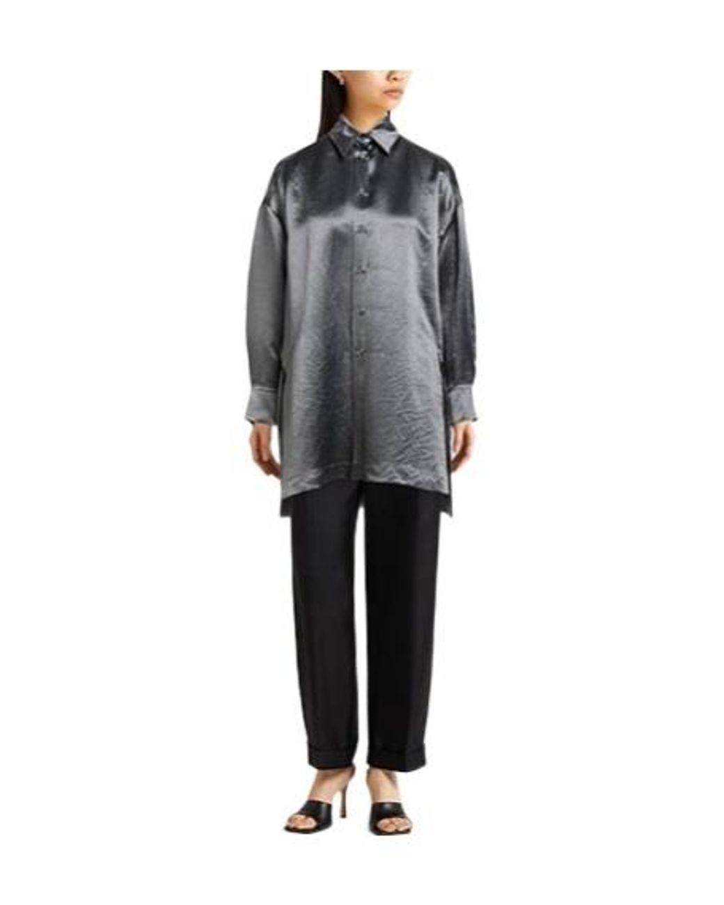 Max Mara Gray Solid Colour Shirts Blouses