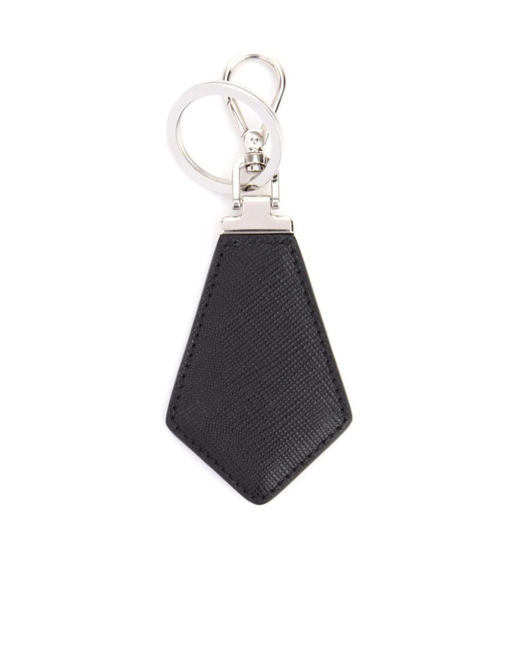 Prada White Leather Key Ring for men