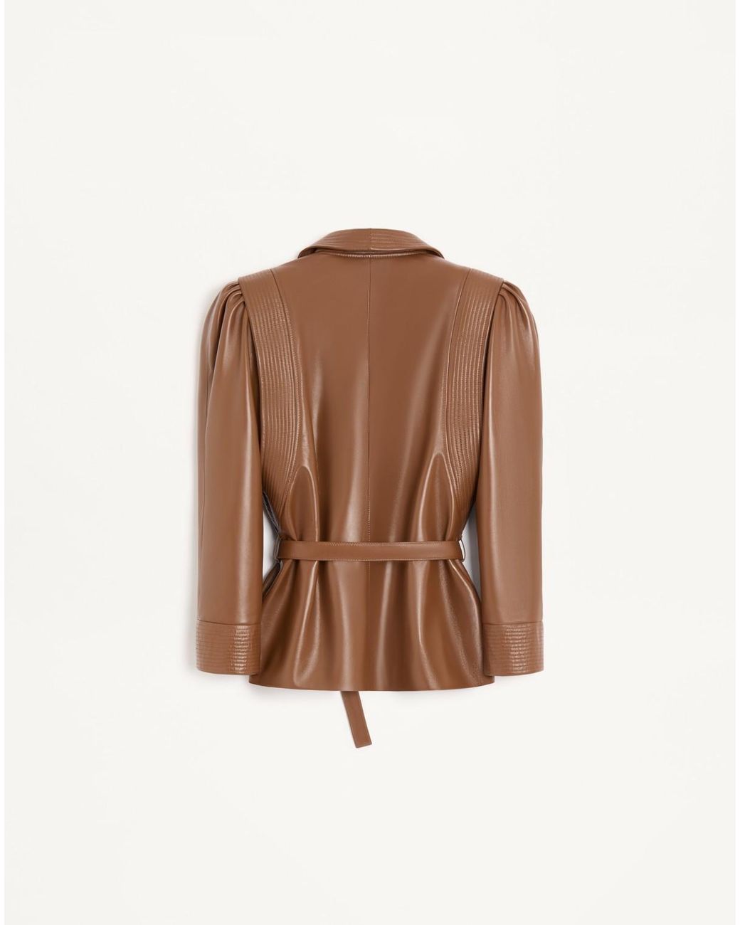 Valentino Brown Long-Sleeve Leather Jacket