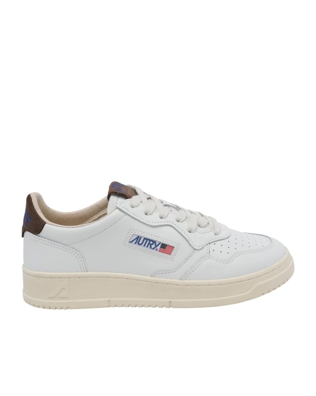 Autry White Perforated Low-Top Sneakers for men