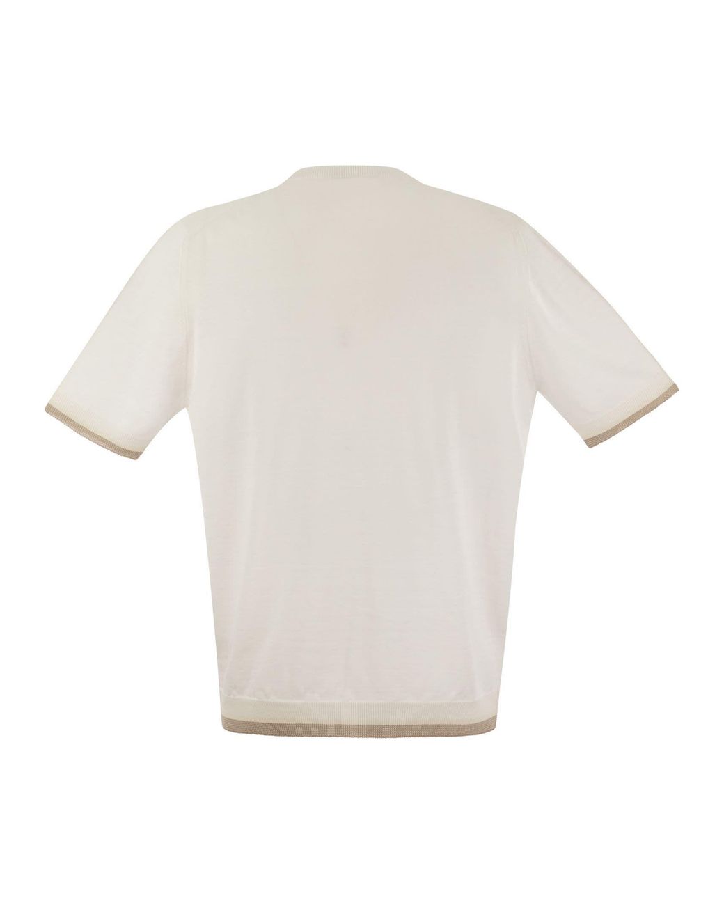 Peserico White Ribbed Hem T-Shirt for men