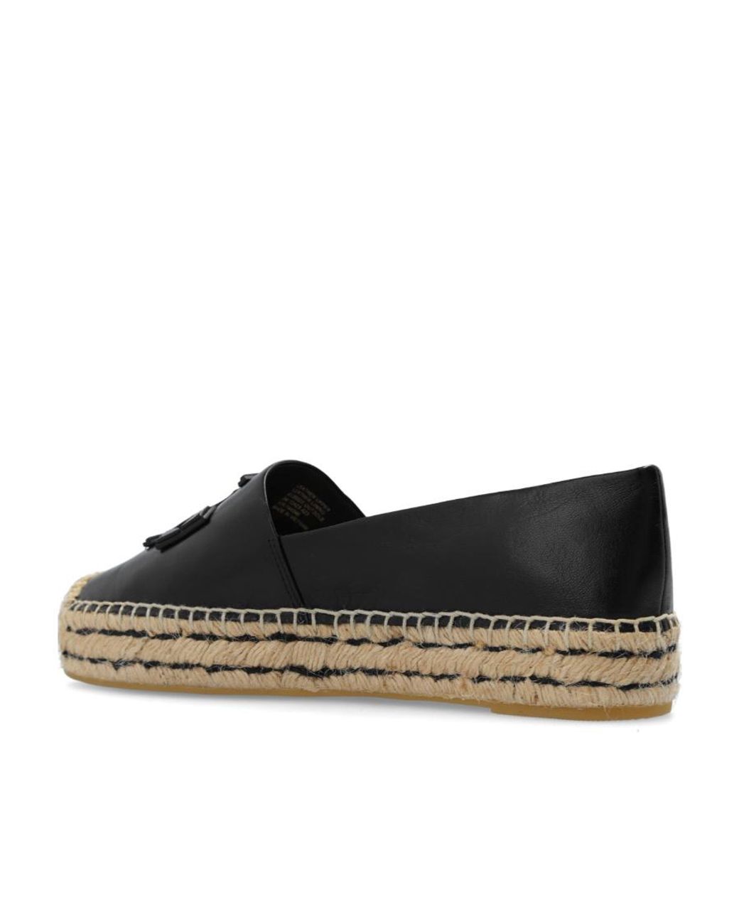 Tory Burch Black Ines Logo Patch Platform Espadrilles