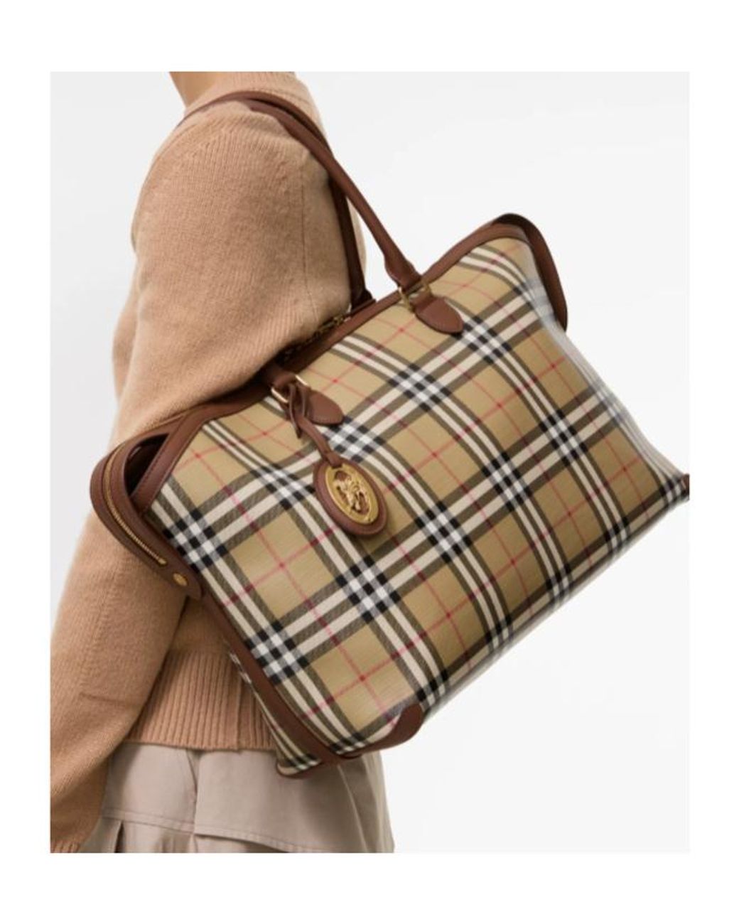 Burberry Metallic Check Medium Tote Bag