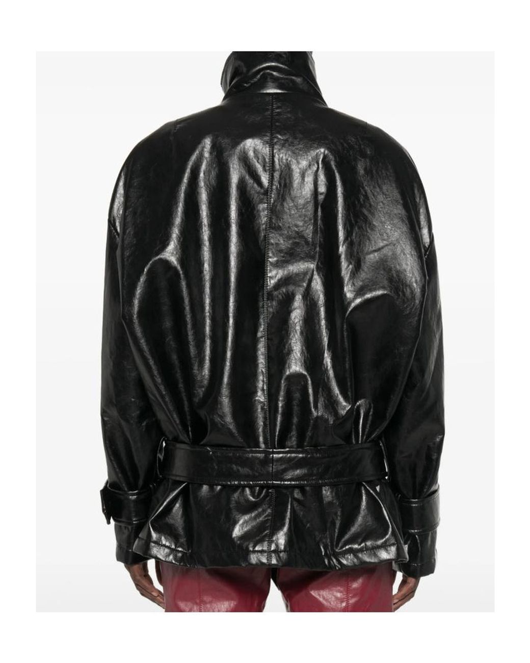 FEDERICA TOSI Black Belted High Neck Oversized Jacket