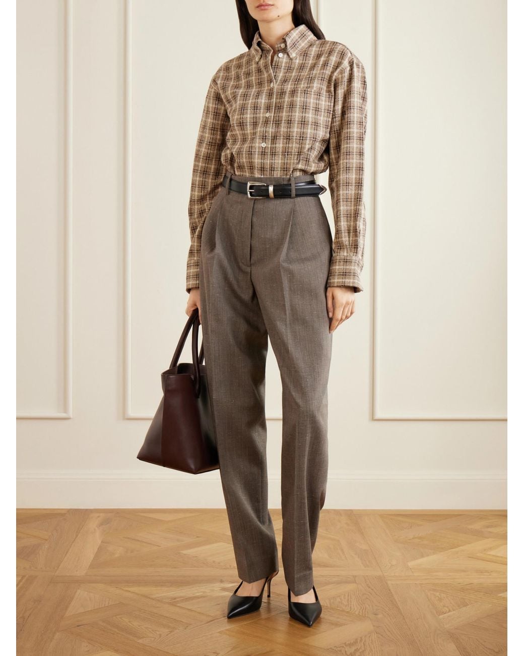 Rohe Natural Oxford Checked Cotton-Bouclé Shirt
