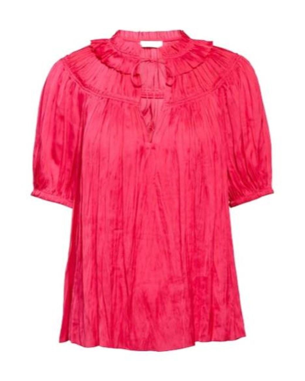 Ulla Johnson Pink Ruffled Satin Blouse