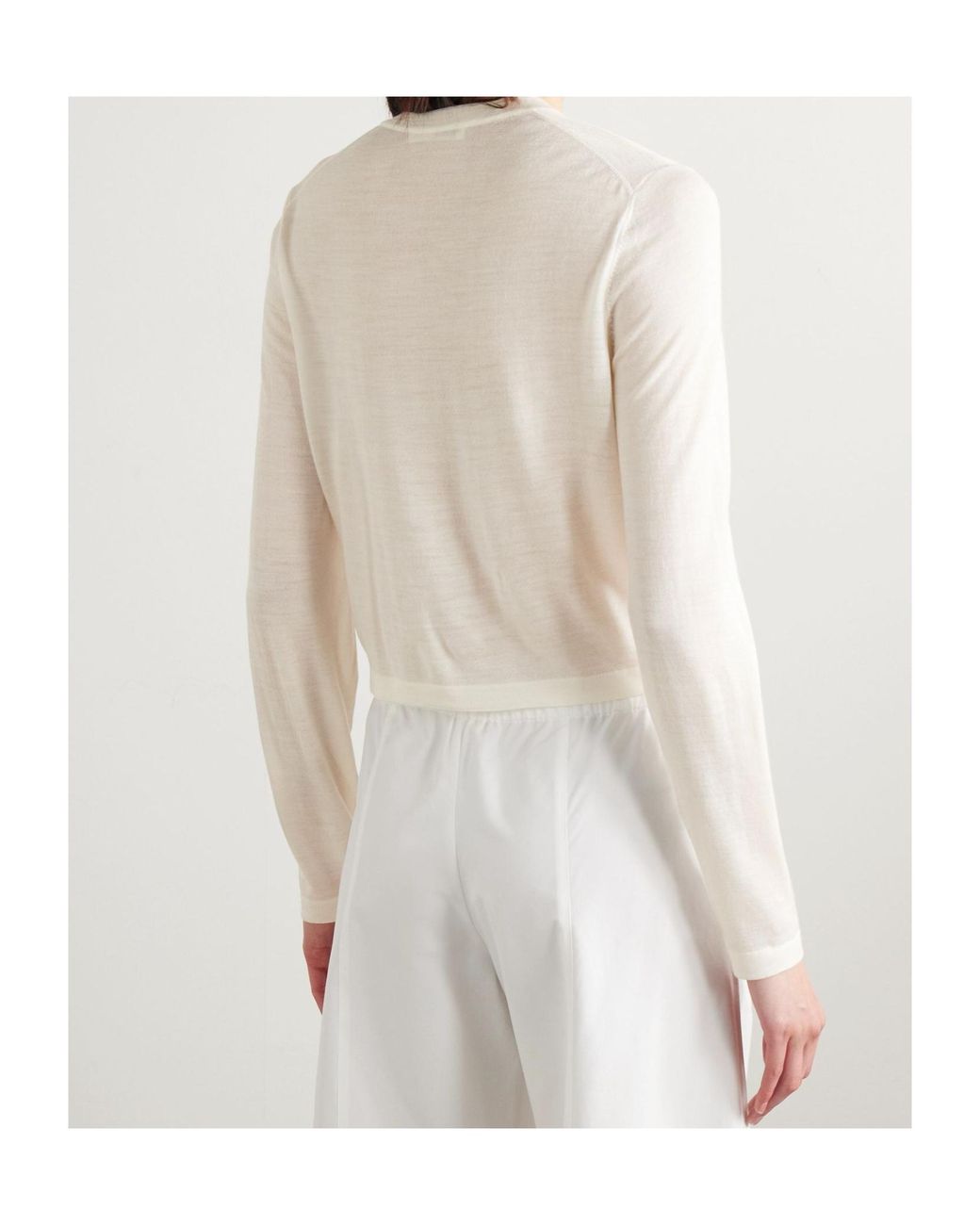 Khaite White Long-Sleeved Knitted Shirt