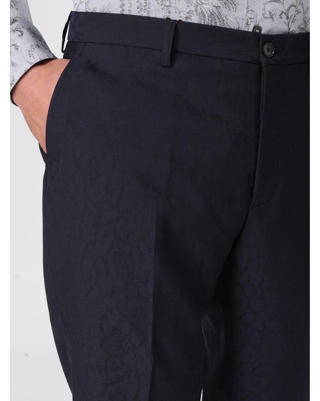 Etro Blue Pleated Tailored Trousers for men