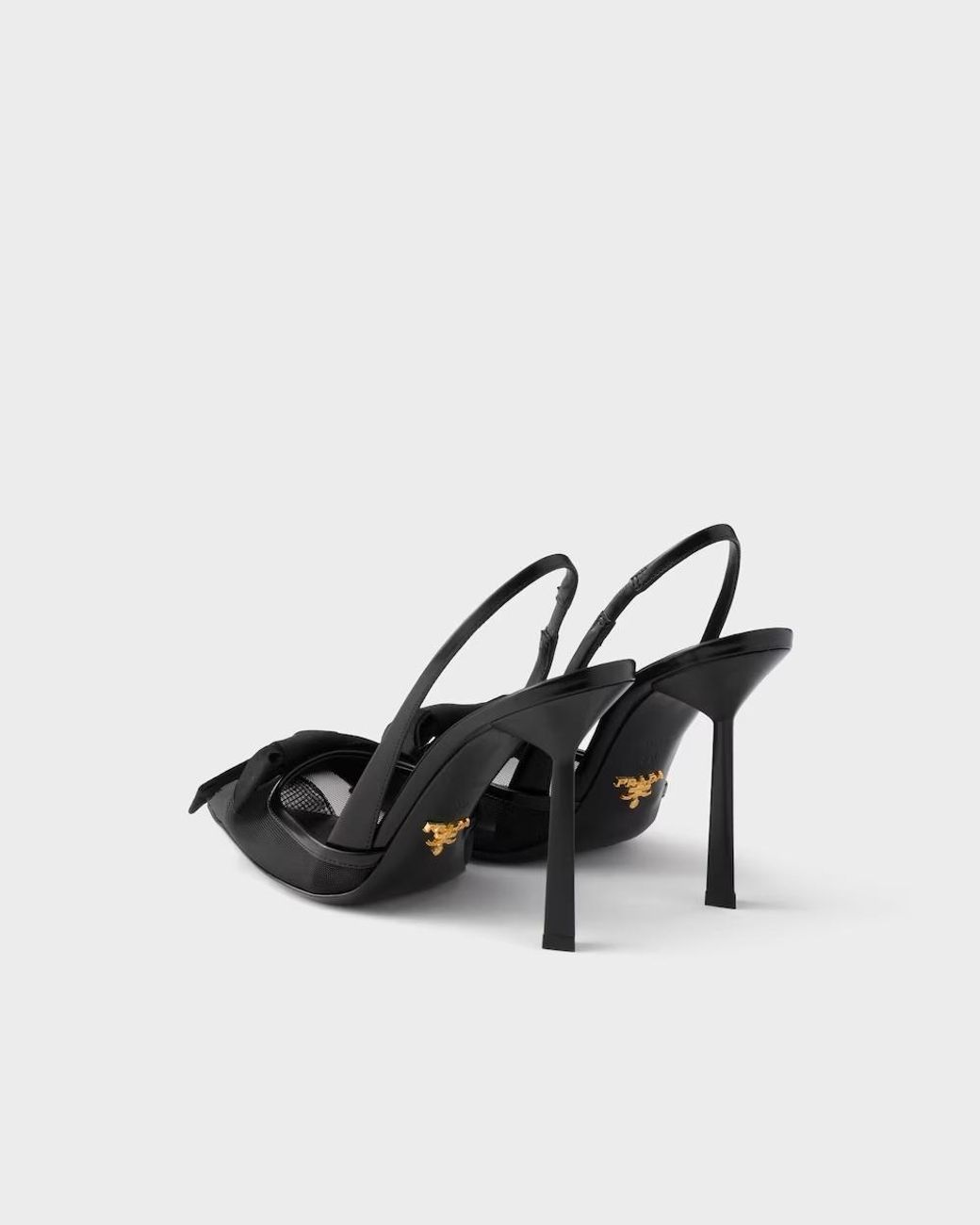Prada Black Mesh Fabric Slingback Pumps