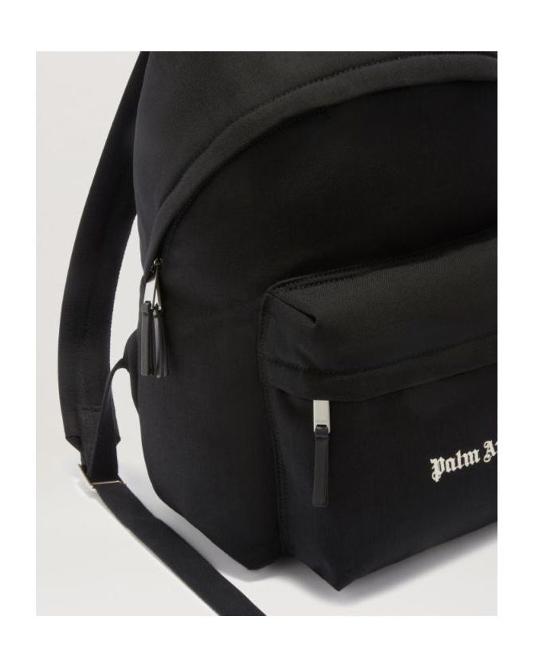 Palm Angels Black Logo Embroidered Zipped Backpack for men