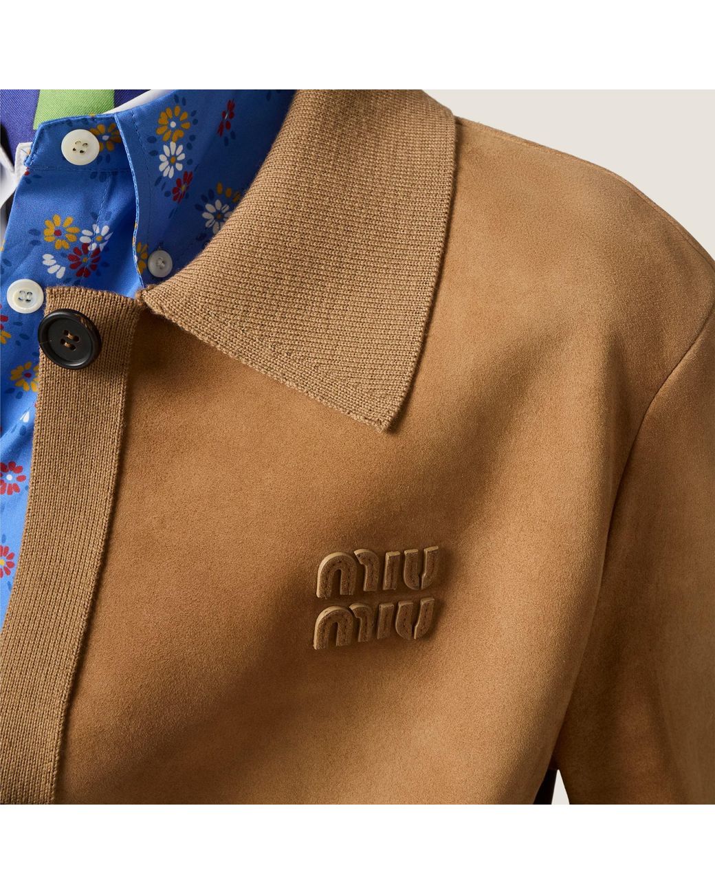 Miu Miu Brown Waxed Suede Blouson Jacket