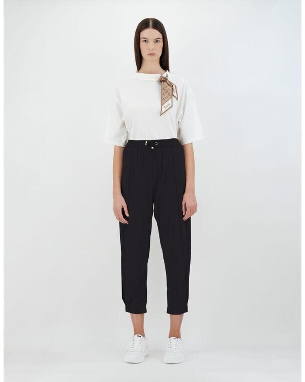 Herno Blue Lightweight Drawstring Cropped Trousers
