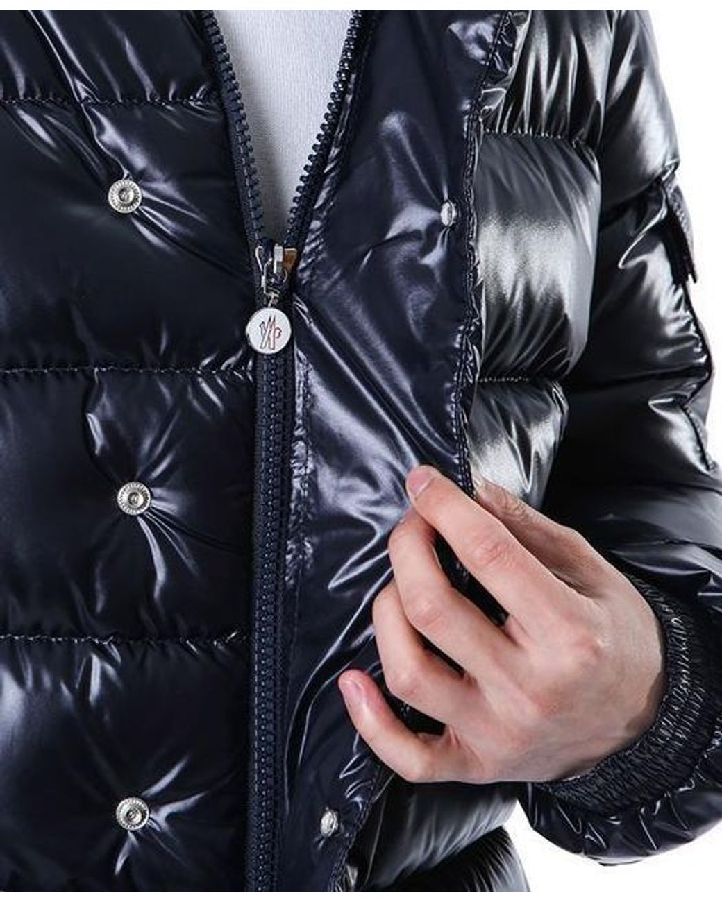 Moncler Blue Lule Logo Patch Down Jacket for men