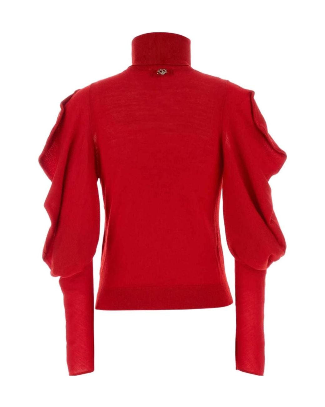 Blumarine Red Ruffled Turtleneck Knitted Sweater