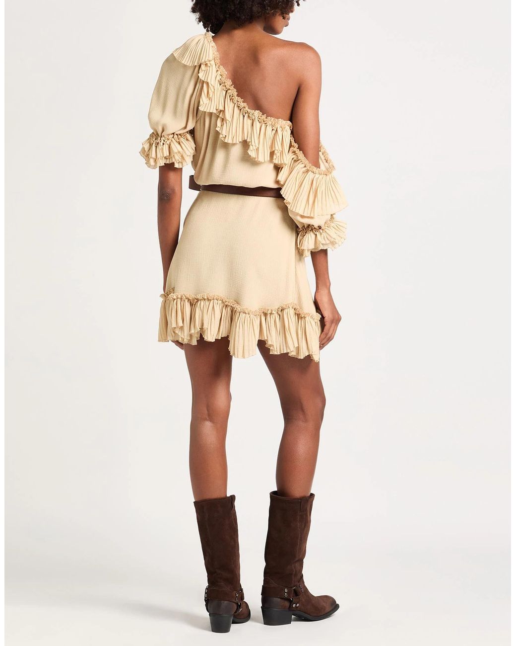Saint Laurent Natural Minimalist Ruffled Dress