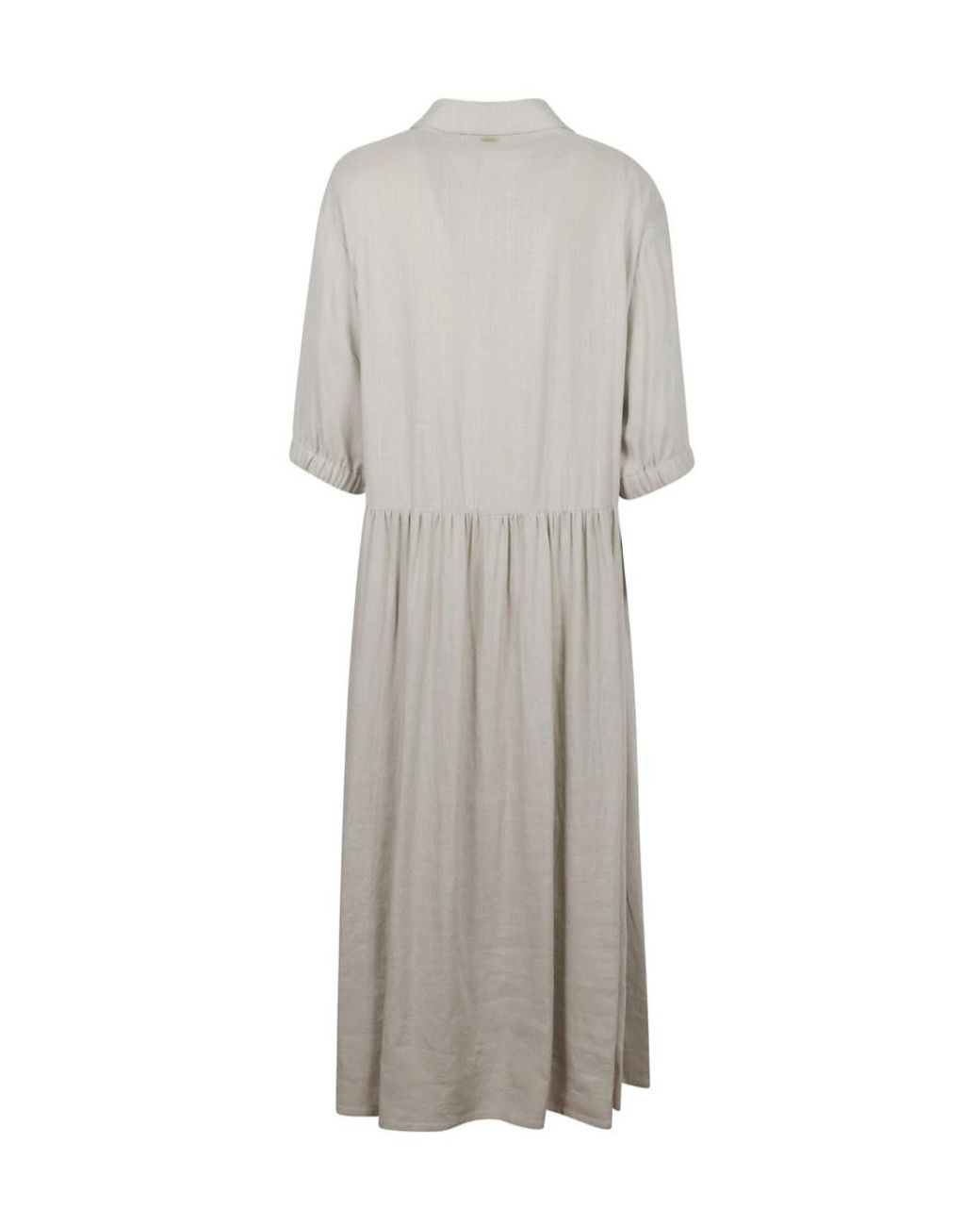 Herno Gray Short Sleeve Buttoned Midi Dress