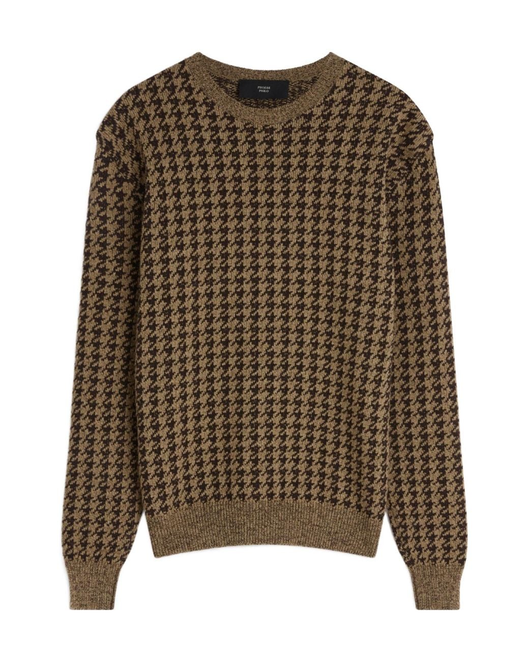 Phoebe Philo Brown Crew-Neck Jacquard Sweater