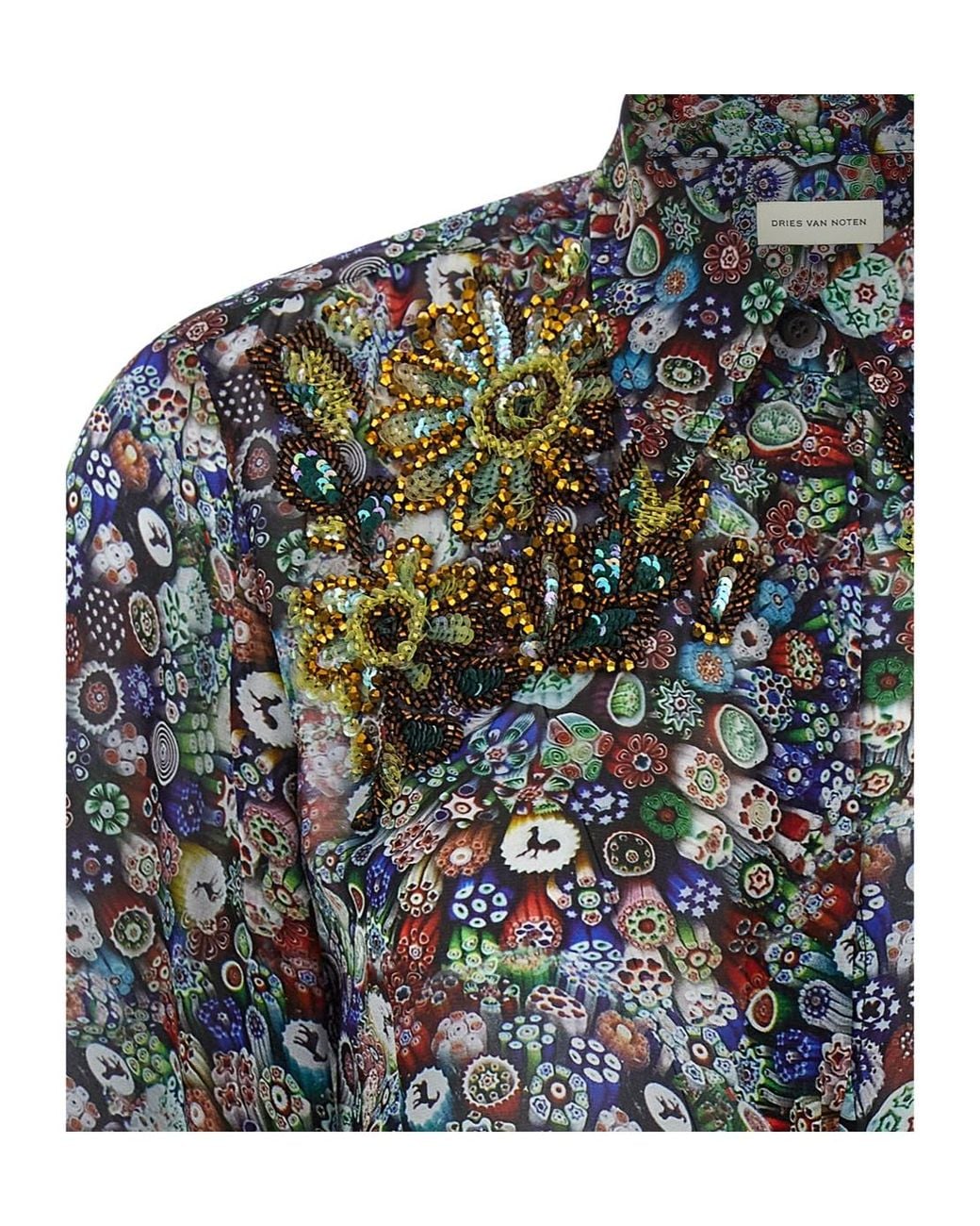 Dries Van Noten Gray Long Sleeve Embellished Shirt
