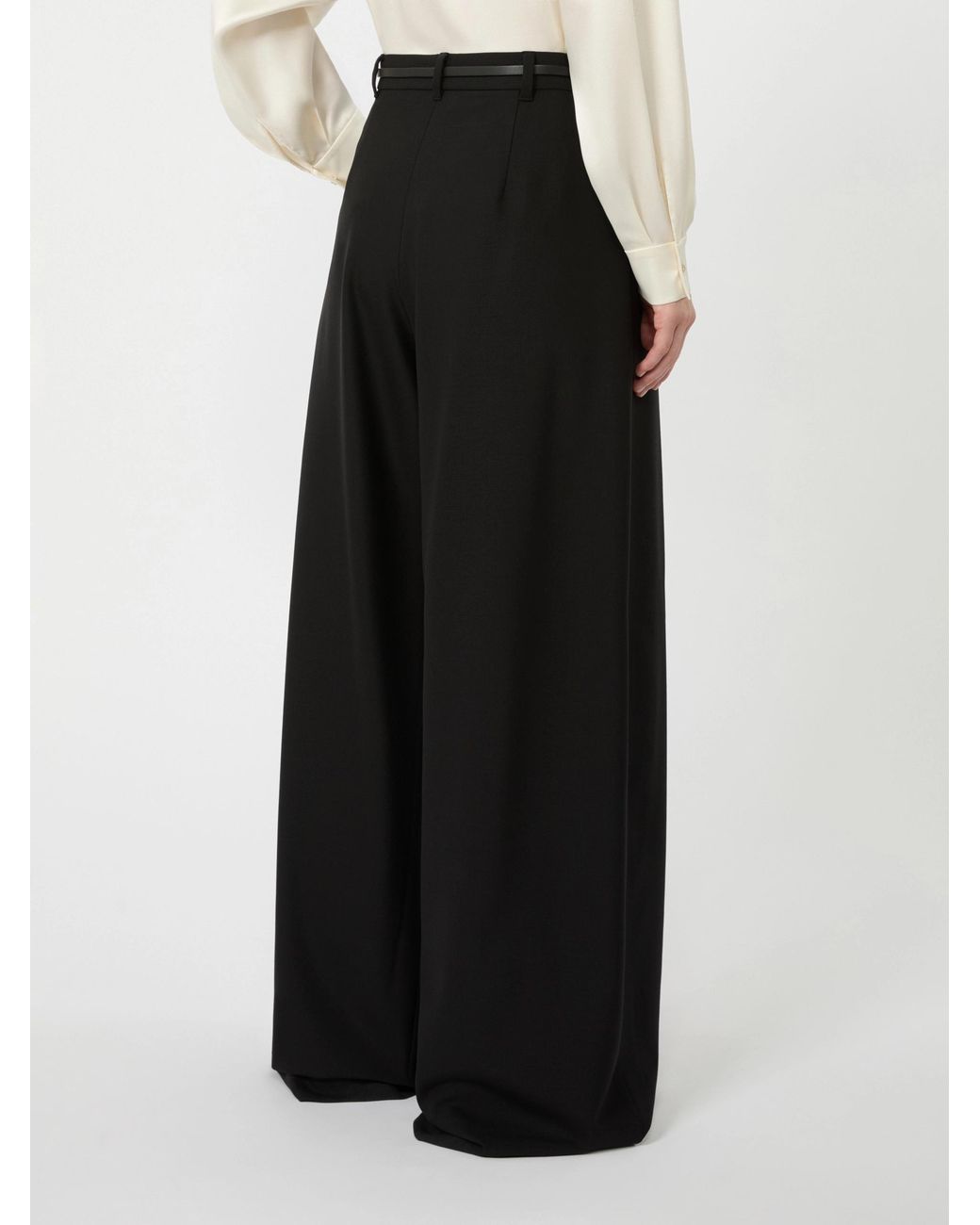 Max Mara Black Pleated Wide-Leg Trousers