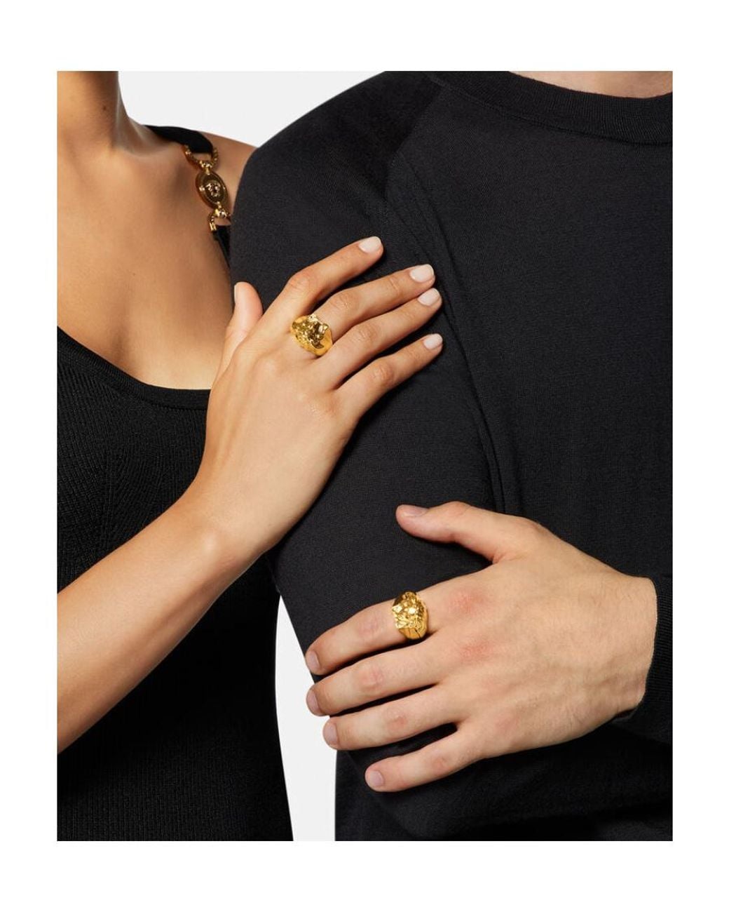 Versace Metallic La Medusa Head Ring for men