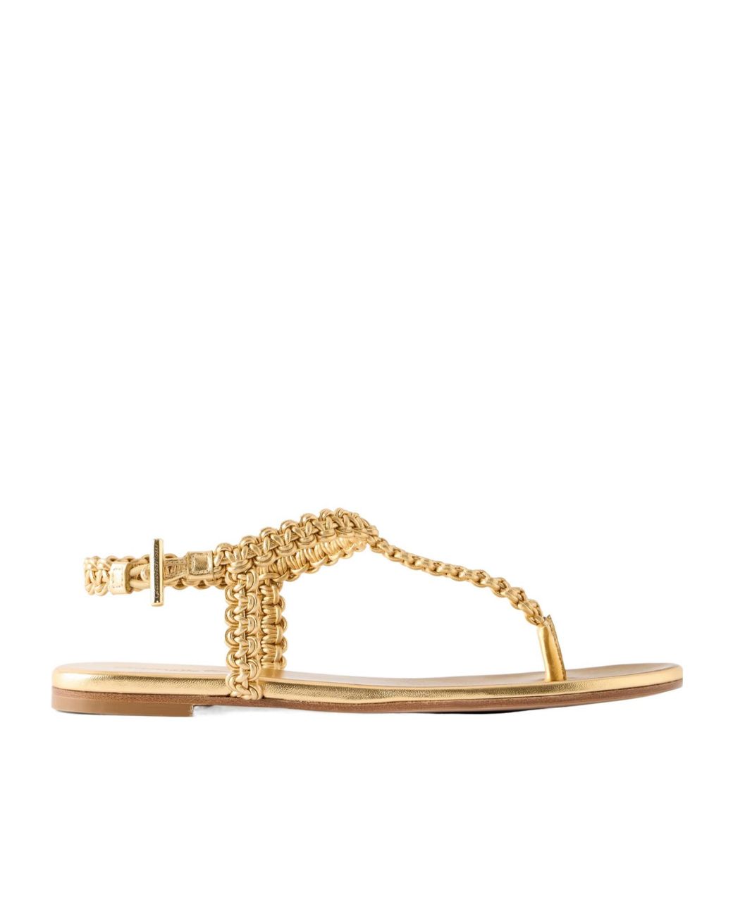 Gianvito Rossi Woven Metallic Leather Thong Sandals