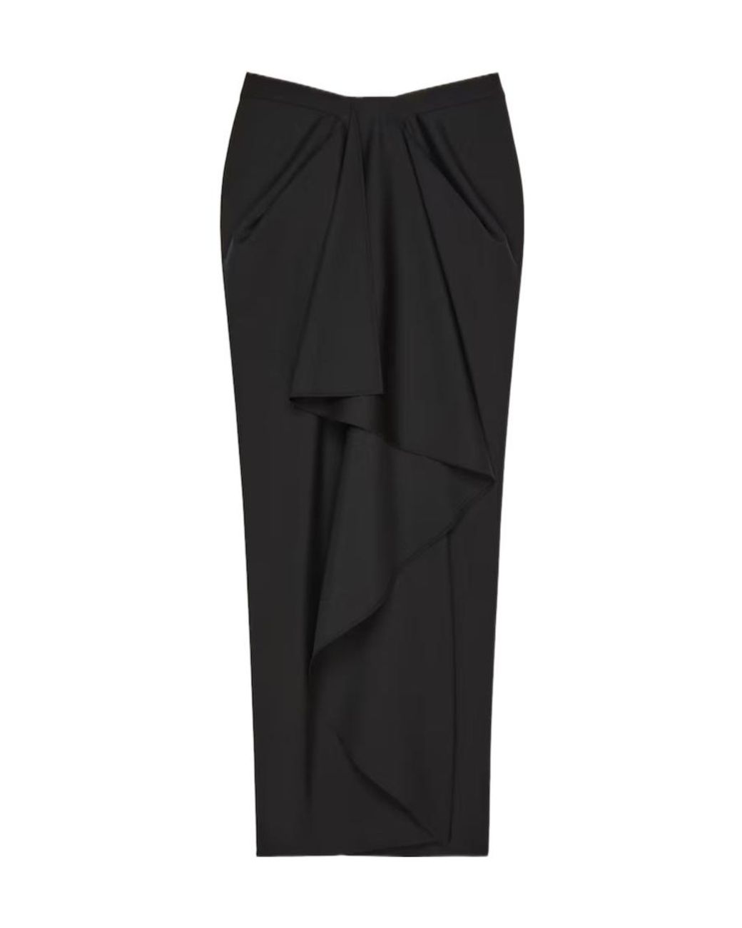 Givenchy Black Draped Wrap Midi Skirt