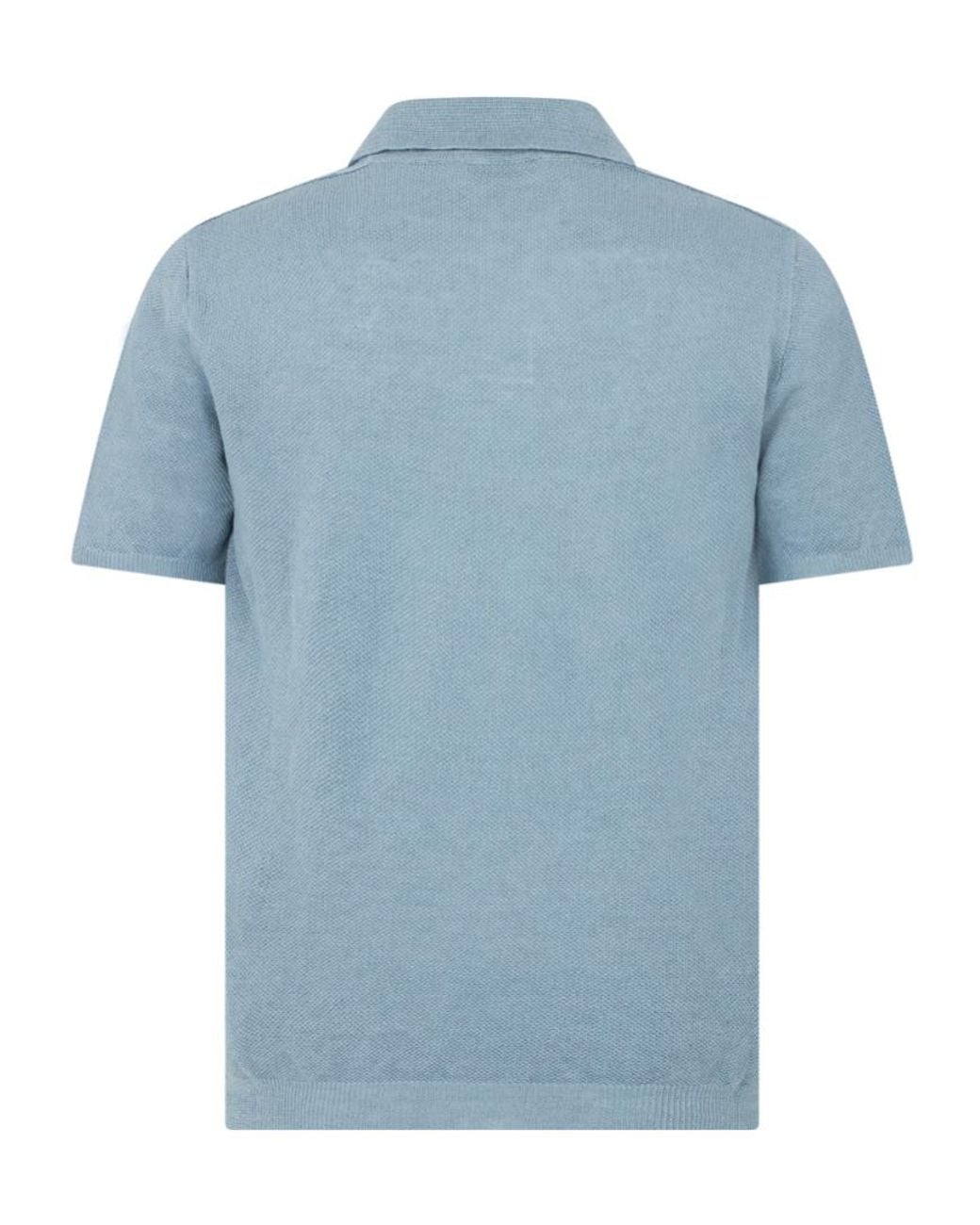 Roberto Collina Blue Linen Knit Polo Shirt for men