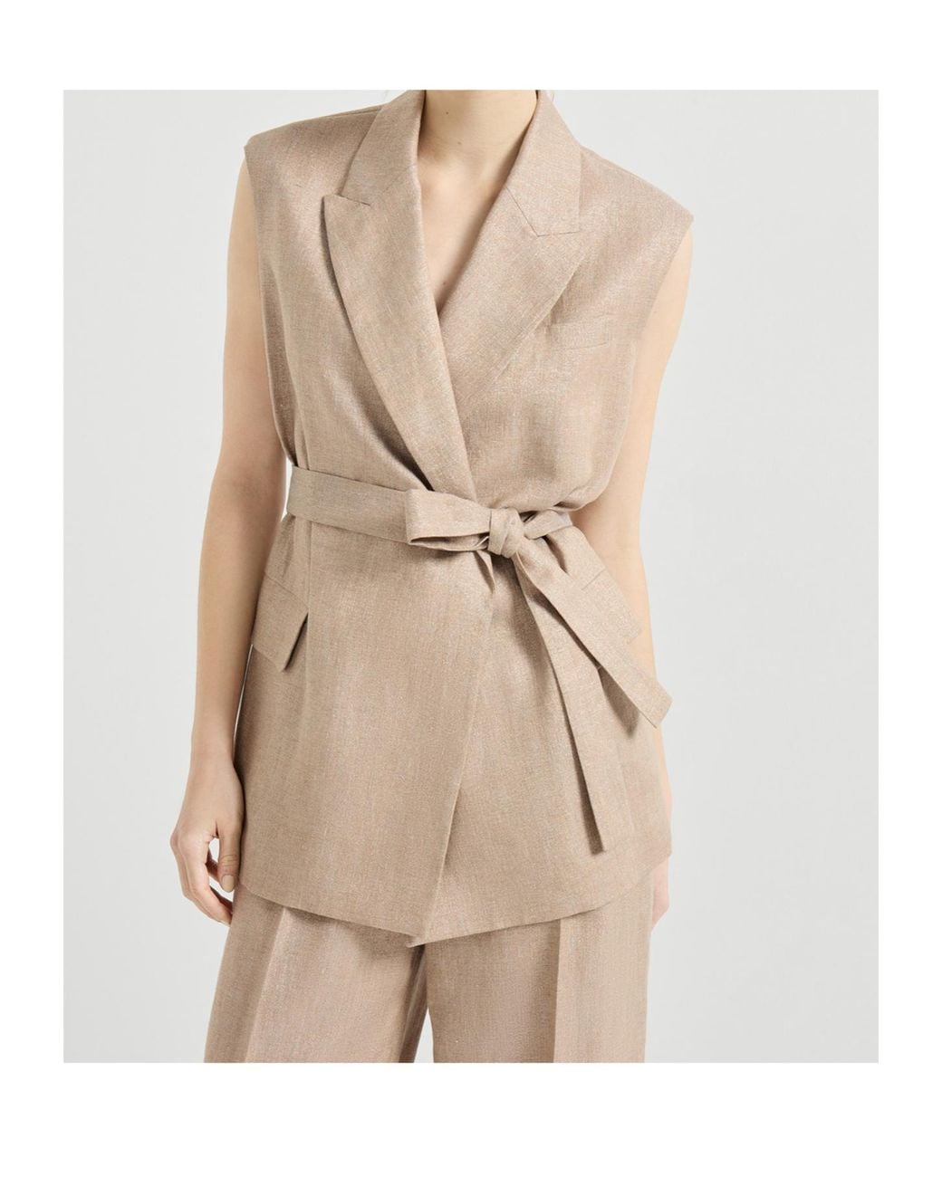 Brunello Cucinelli Natural Belted Vest