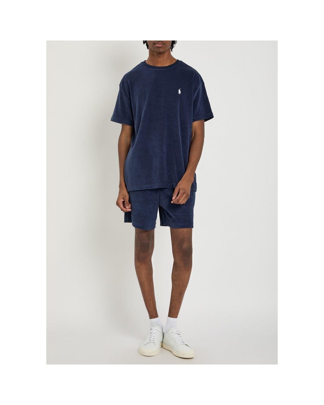 Polo Ralph Lauren Blue Terry Loop Drawstring Shorts for men