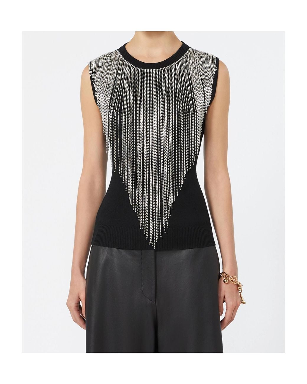 Sportmax Black Spxcrine Embellished Knitted Top
