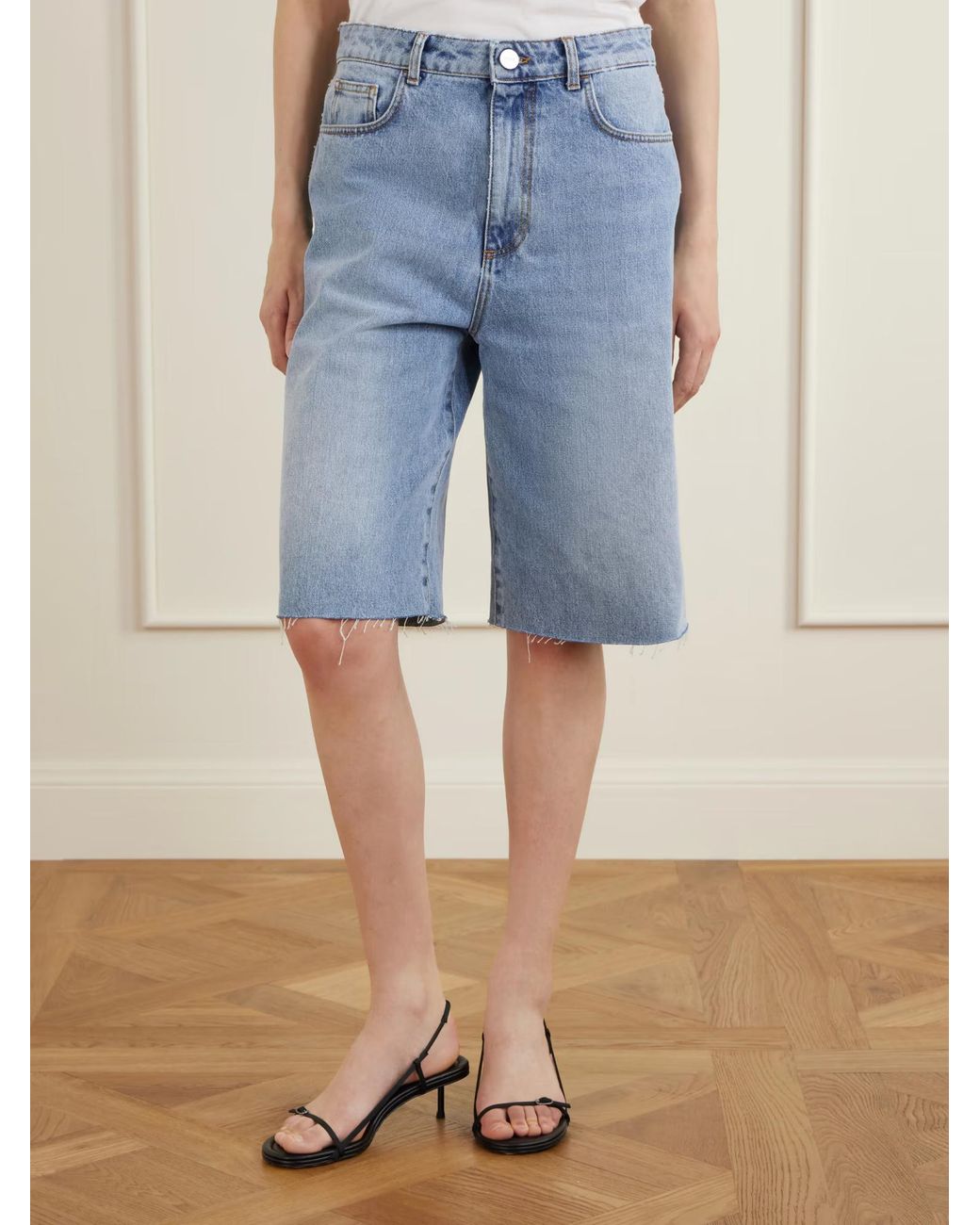 Rohe Blue Denim Shorts With Belt Loops