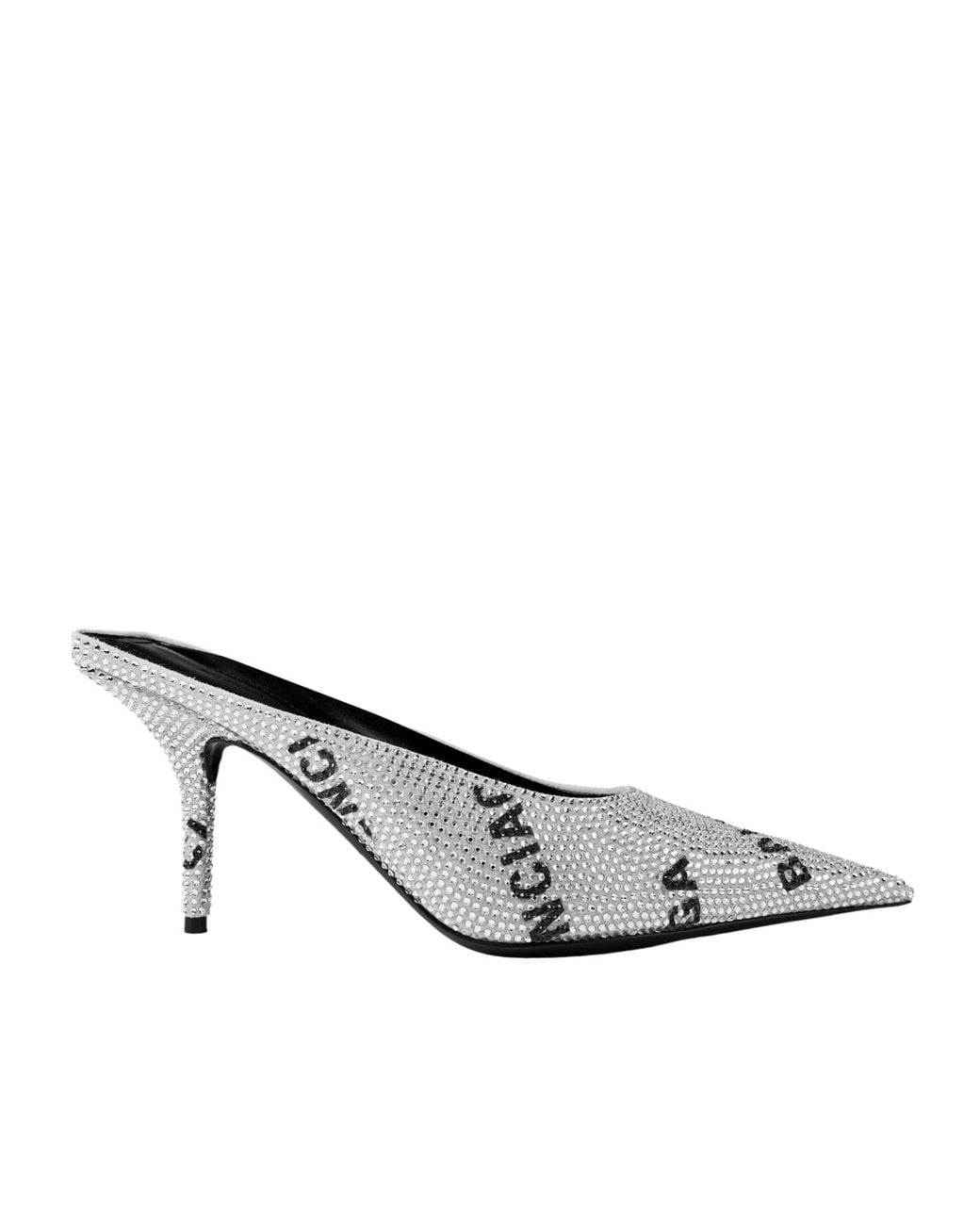 Balenciaga White Embellished Leather-Heeled Mules