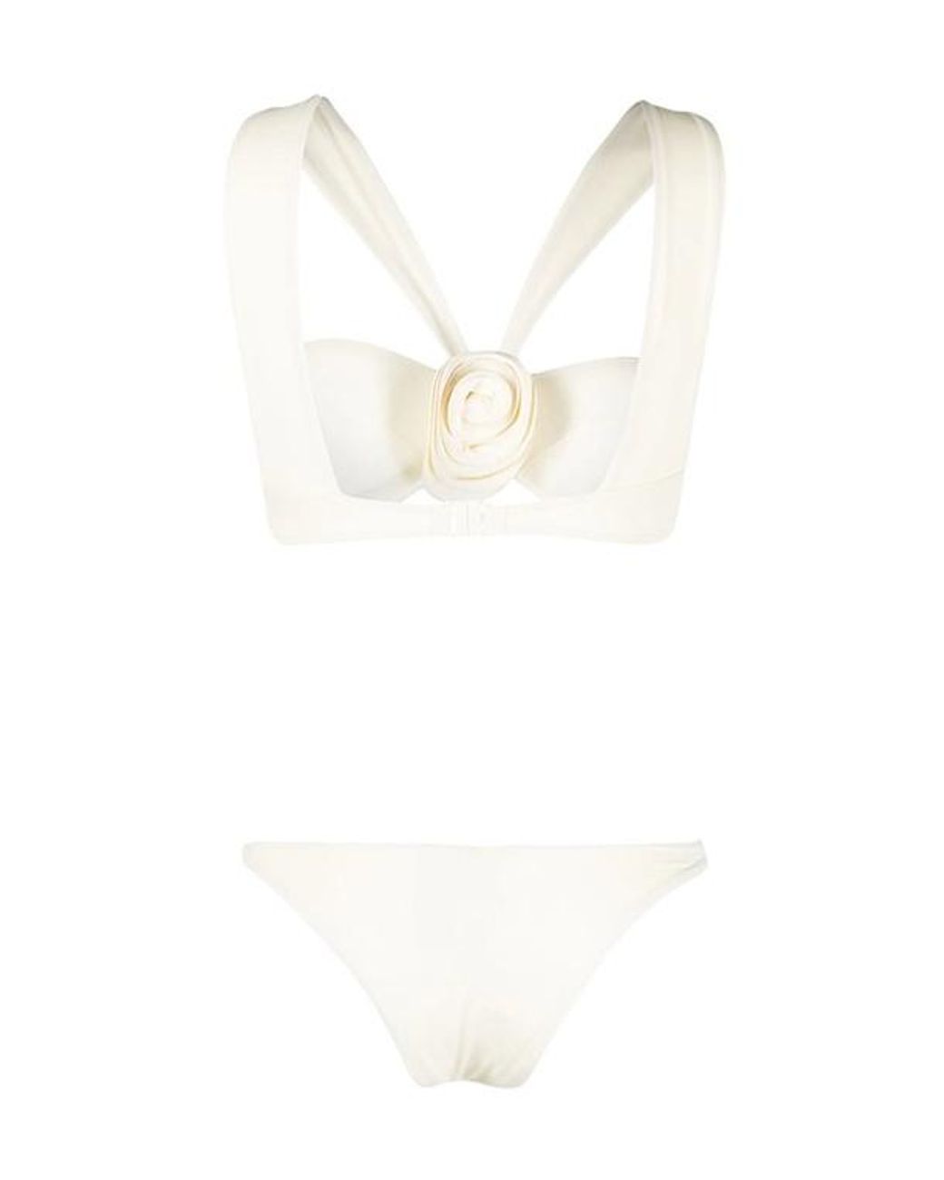 LaRevêche White Flower-Detail Bikini Set