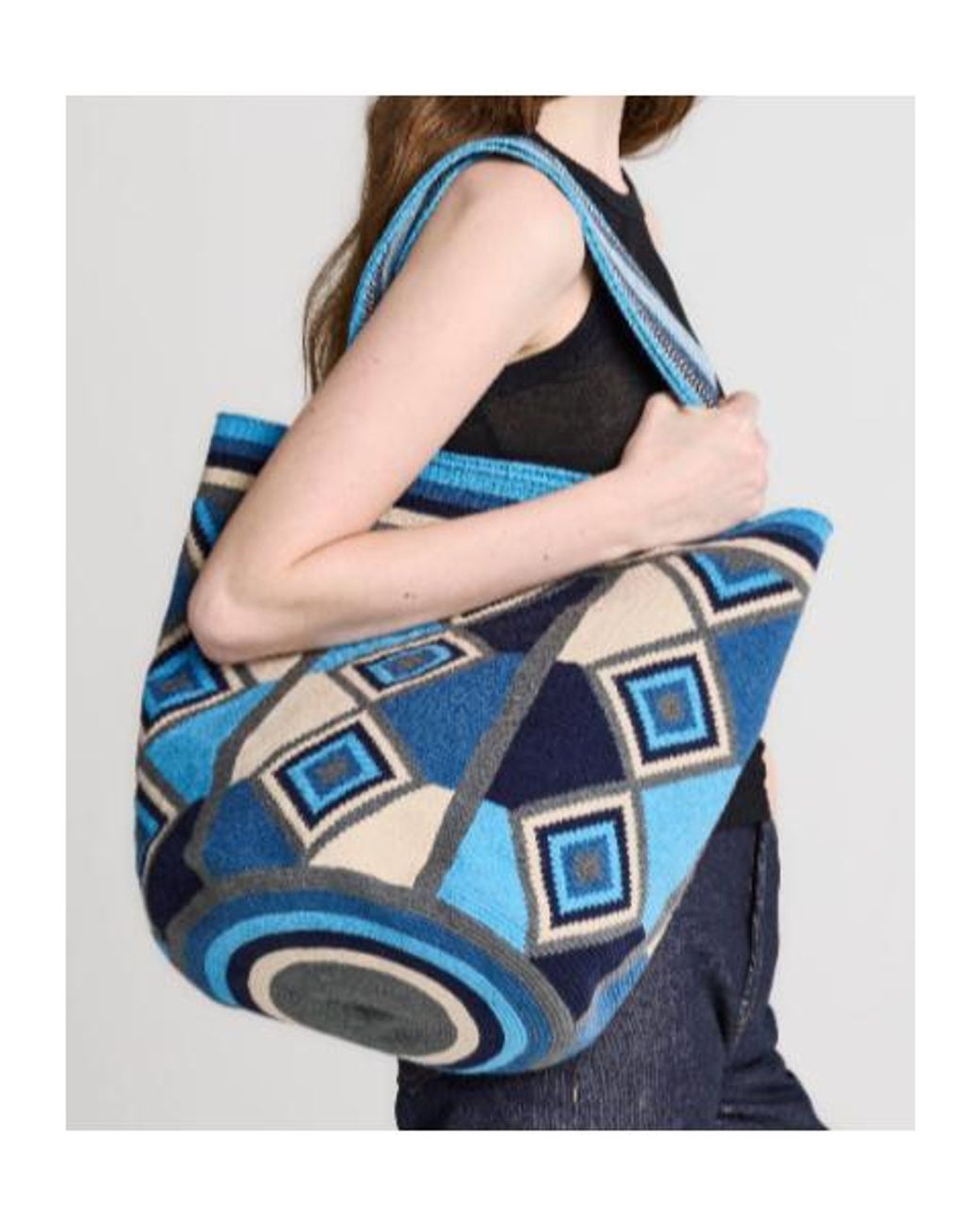 J.W. Anderson Blue Jw Anderson Pattern-Intarsia Knitted Tote Bag