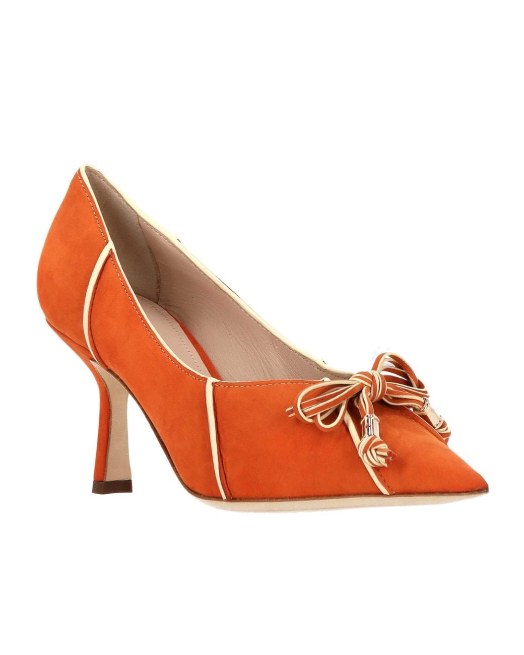 Rodo Orange Bow-Detail Piped Pumps