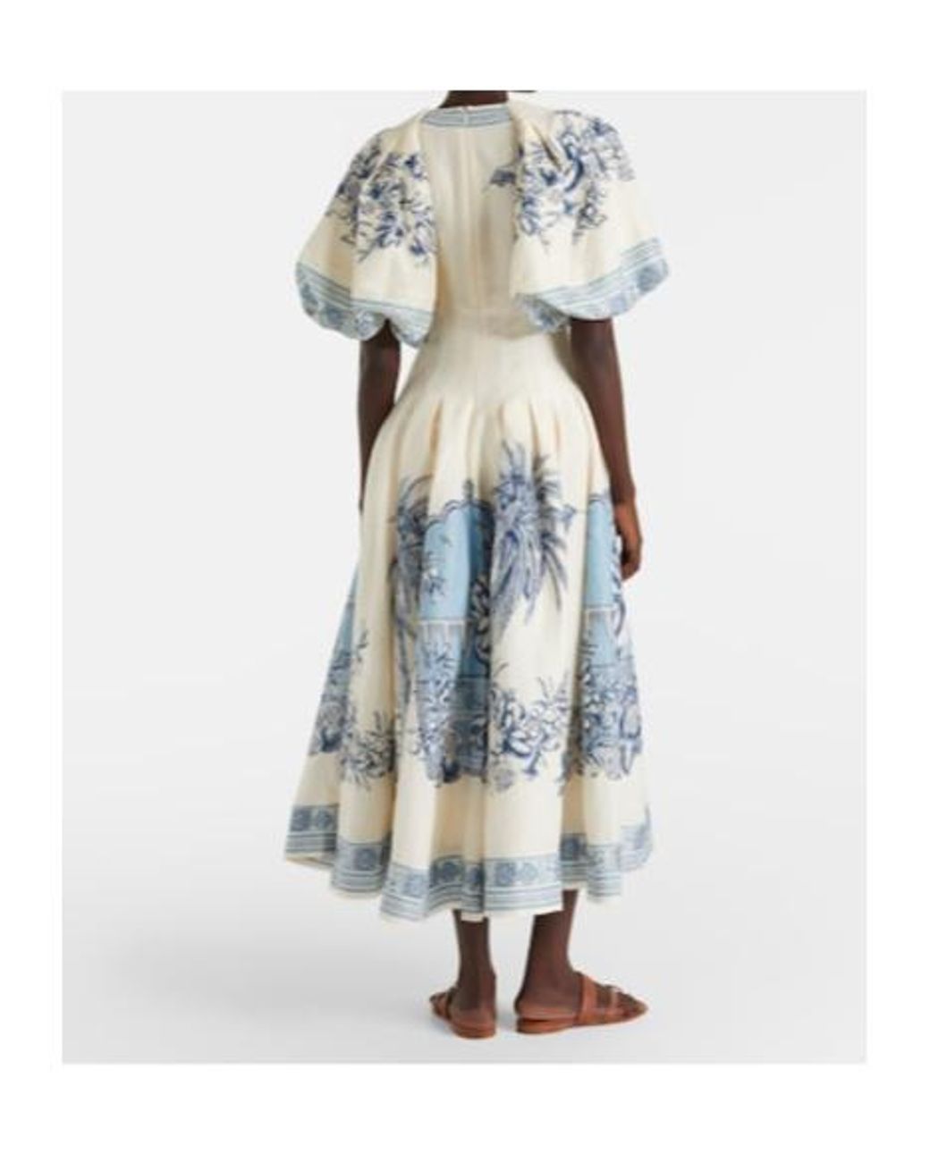 ALÉMAIS White Villa Romantica Linen-Blend Midi Dress