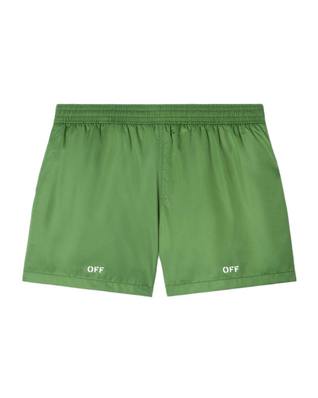 Off-White c/o Virgil Abloh Green Logo Printed High Waist Swim Shorts for men