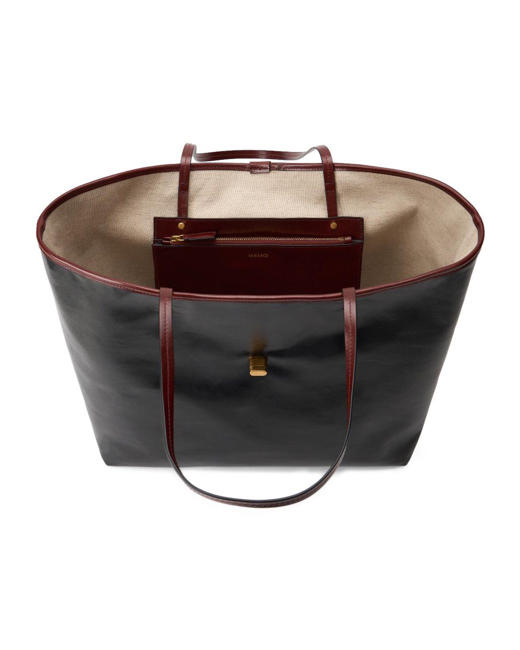 Versace Black Tote Bag With Thin Handles
