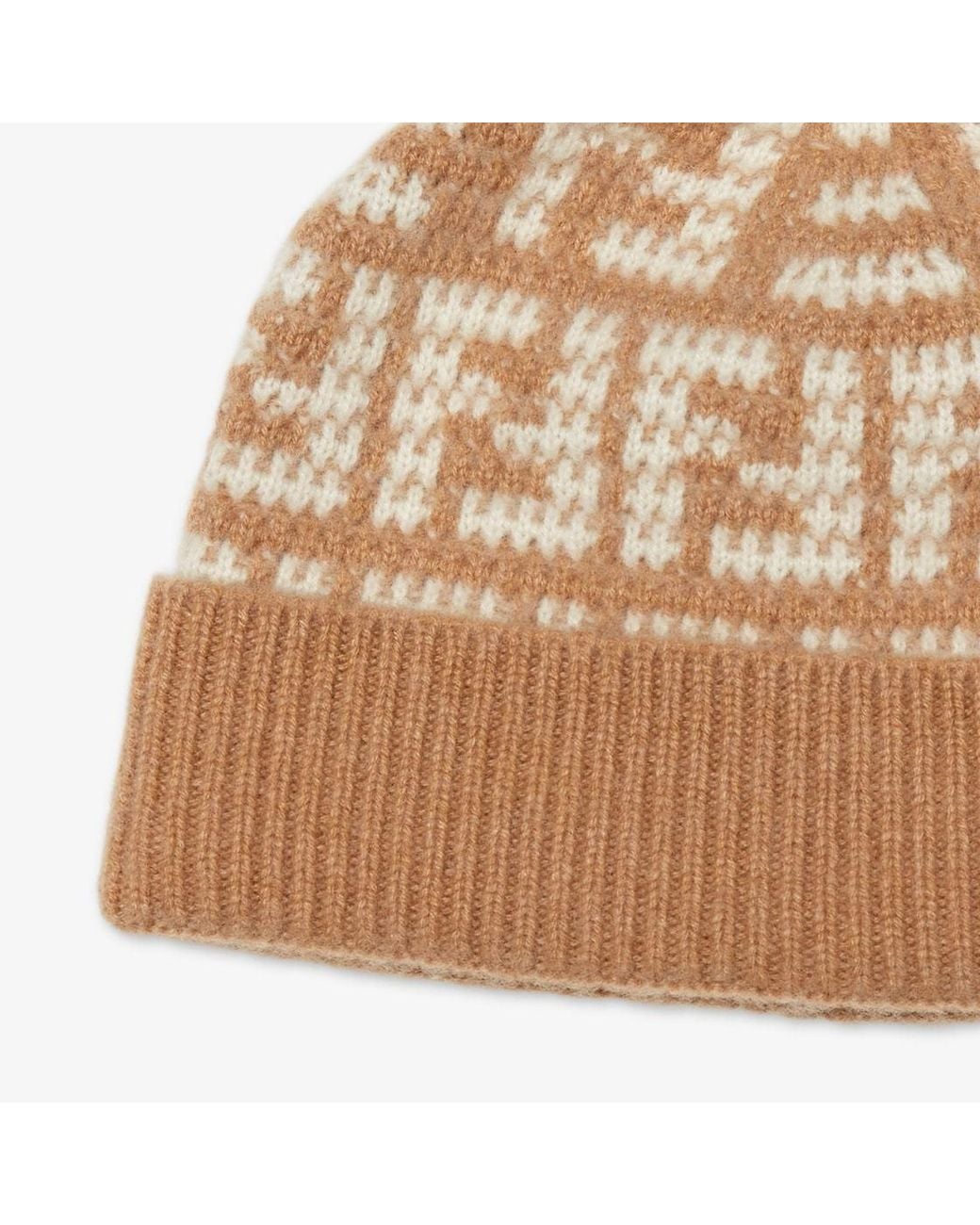 Fendi Natural Ff Jacquard Cashmere Hat