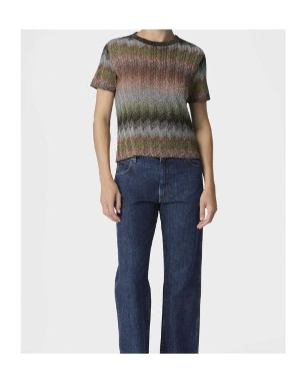 Missoni Gray Snake-Pattern Viscose Lamé Crewneck T-Shirt