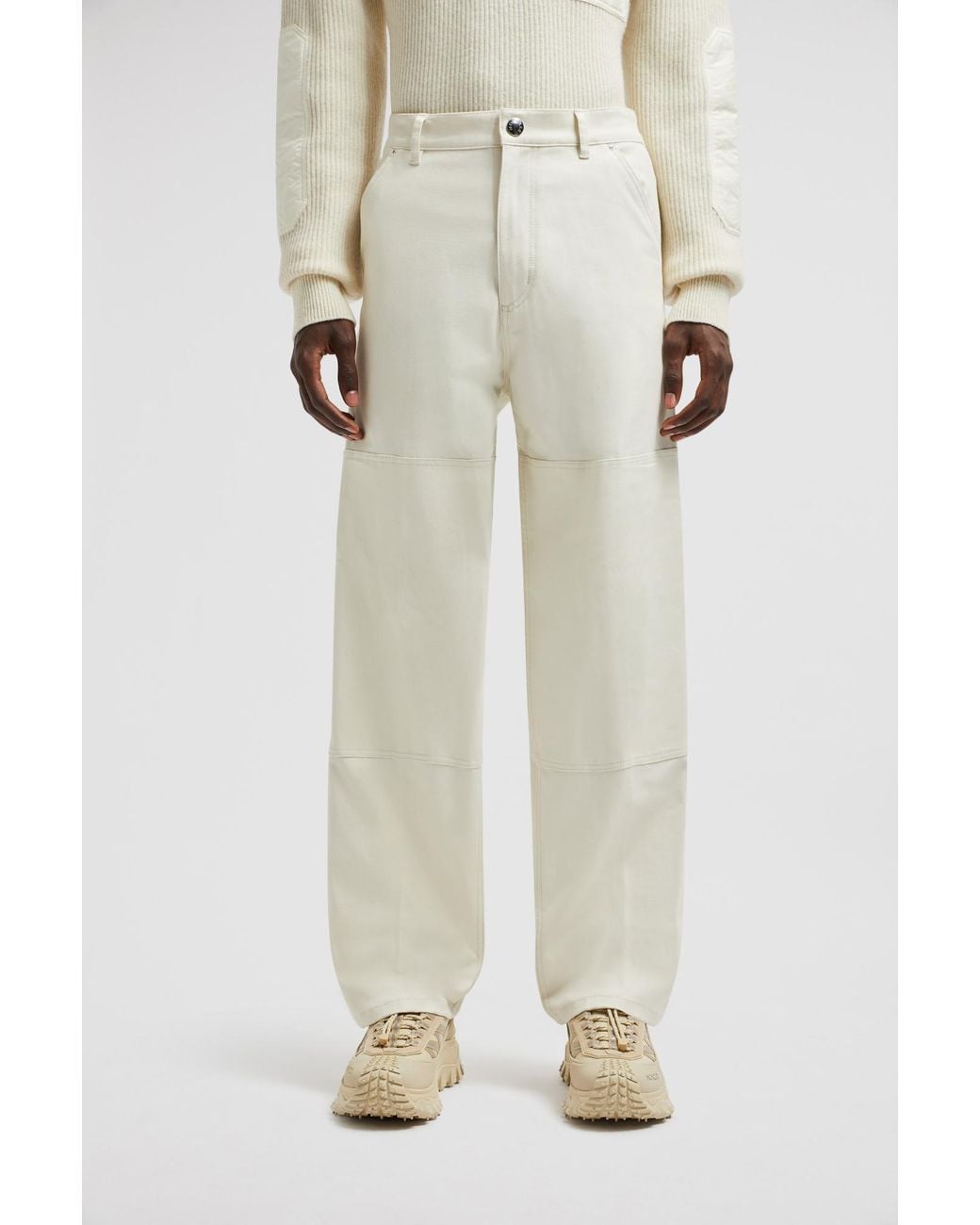Moncler Gray Logo Patch Straight-Leg Trousers for men