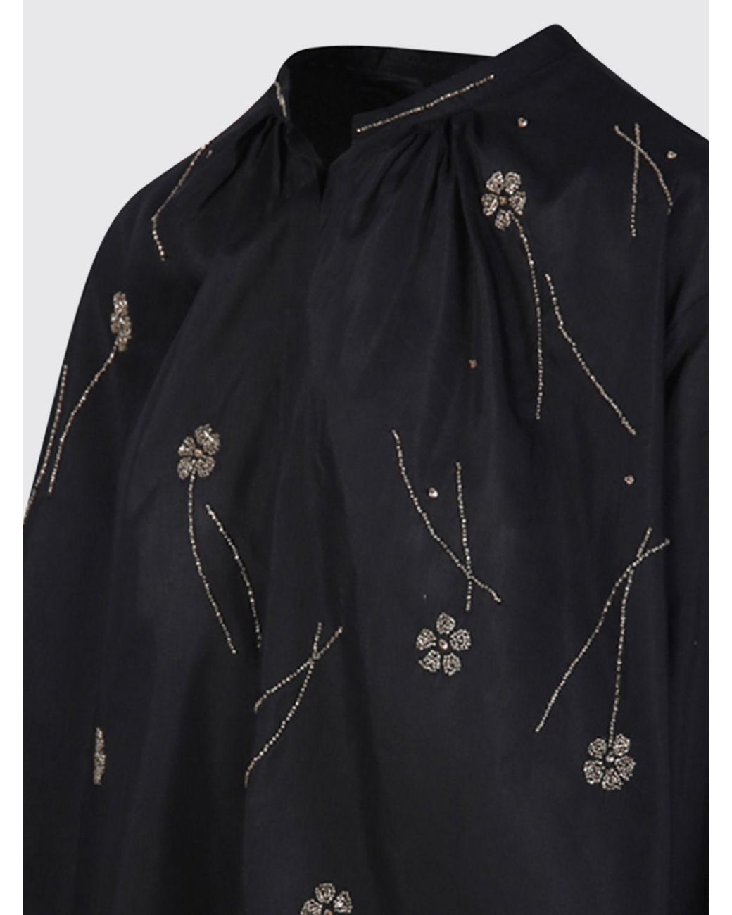 Forte_forte Black Fleurs Dorient Embroidered Shirt