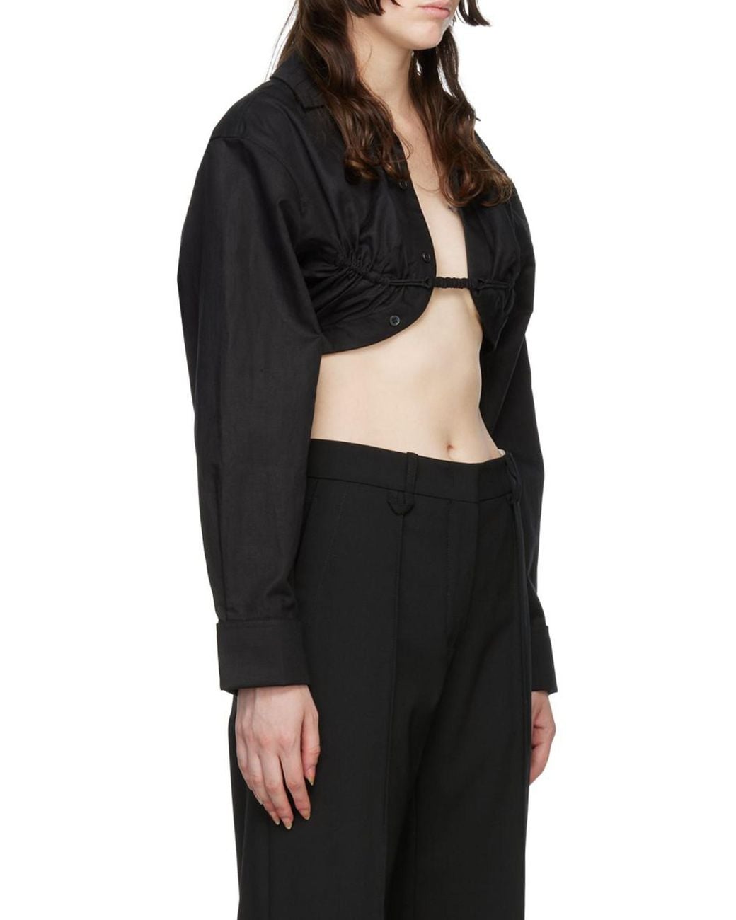 Jacquemus Black Machou Cropped Long-Sleeved Top