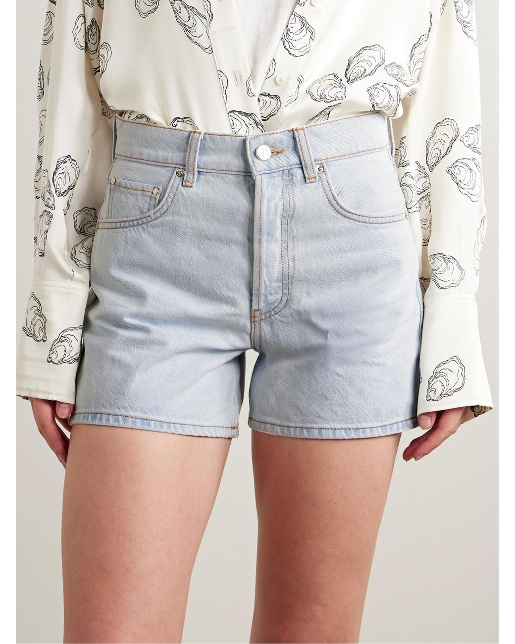 Anine Bing Blue Dalton Organic Denim Shorts