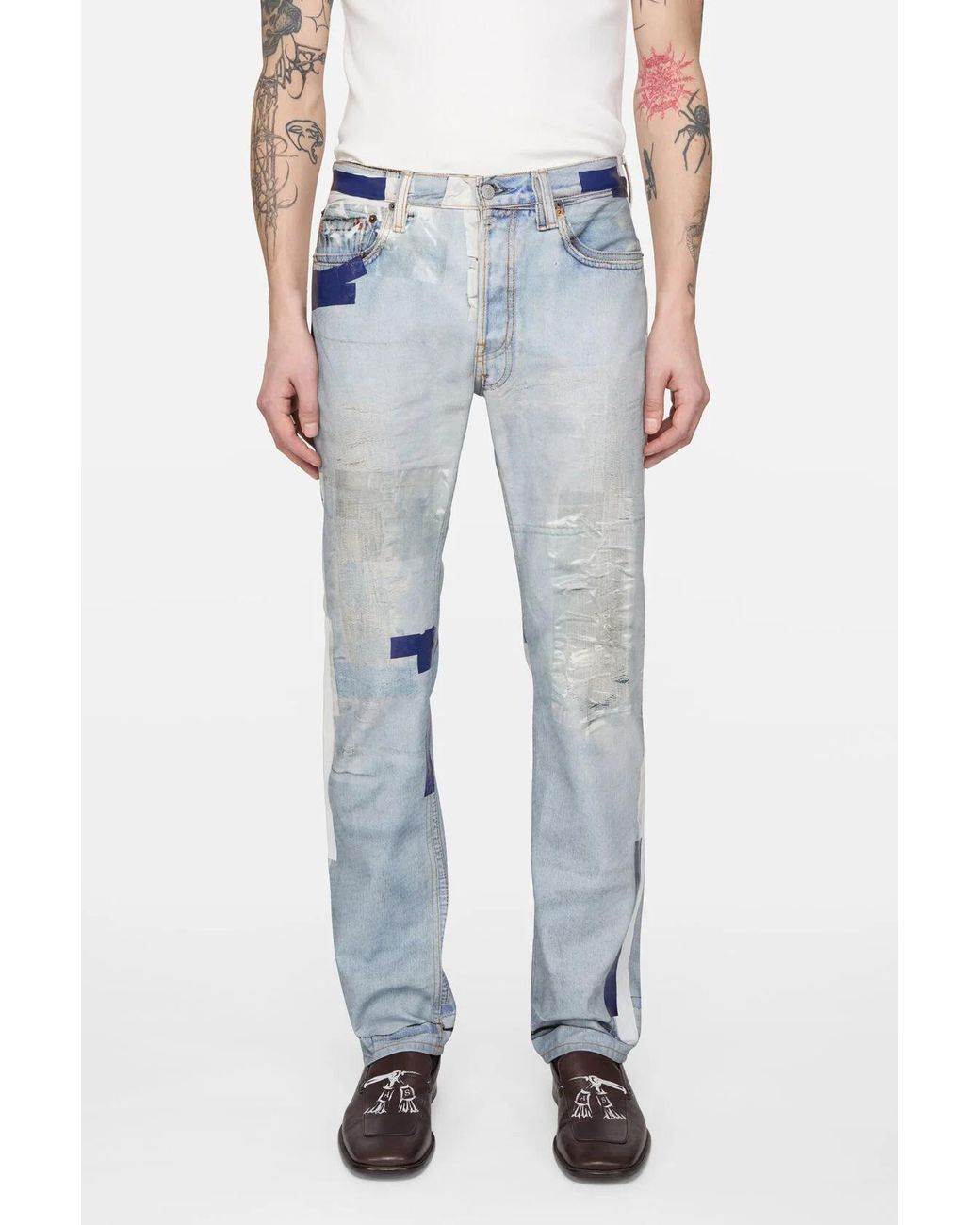 Acne Blue Trompe-L'Œil Tape Jeans for men