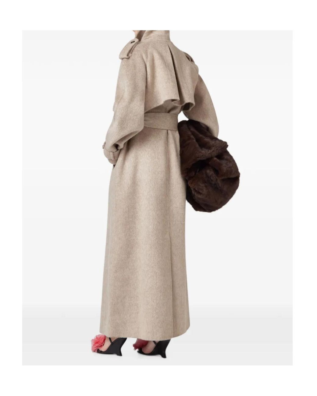 GIUSEPPE DI MORABITO Natural Double-Breasted High Neck Coat